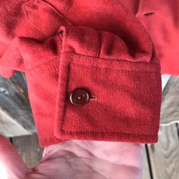 VTG 70s Handmade Velour Burnt Orange Casual Button Up Shirt - Picture 5 of 7